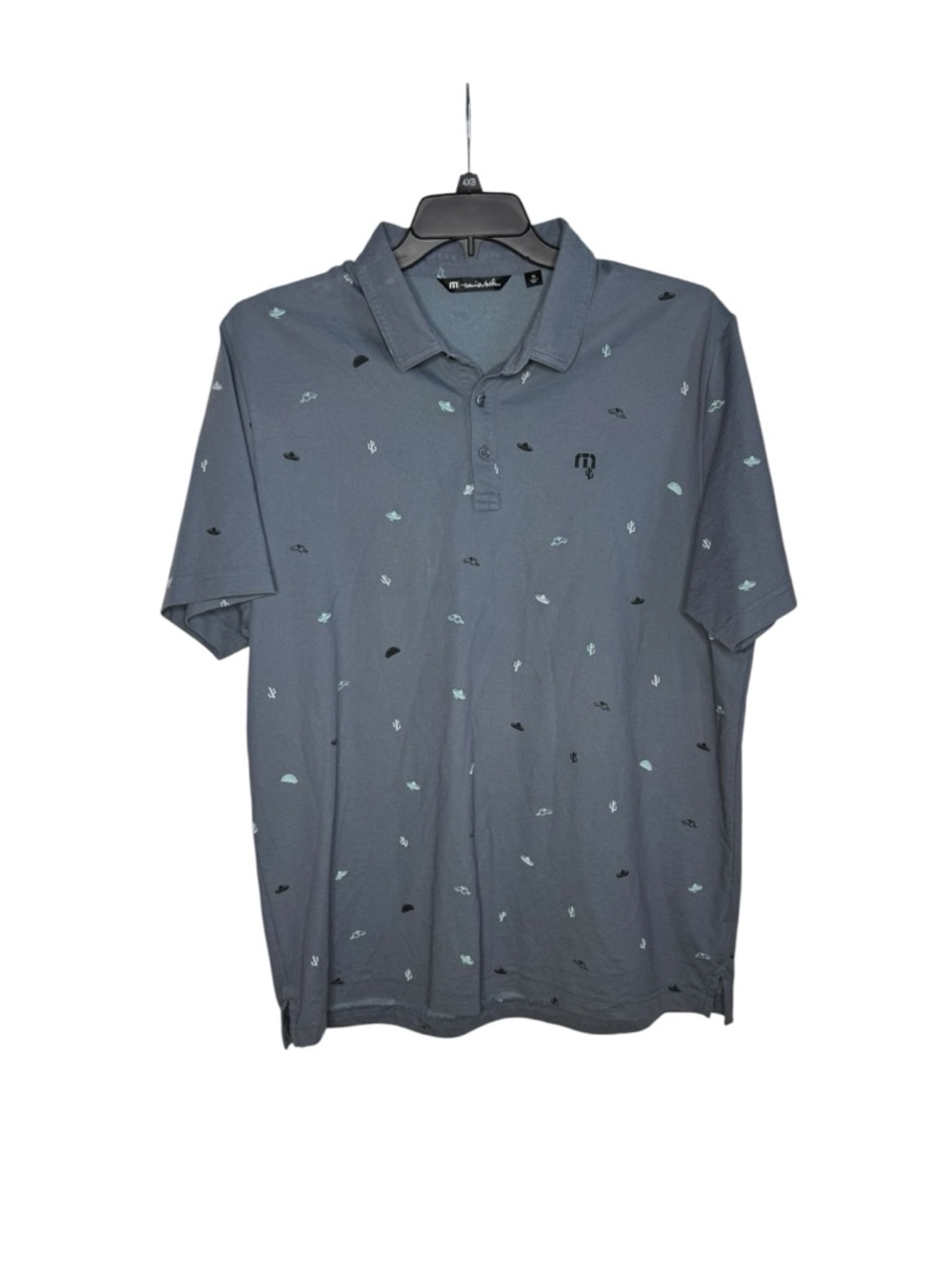 Travis Mathew Oklahoma Gaillardia Golf Polo Shirt Grey Taco Sombrero Cacti XL
